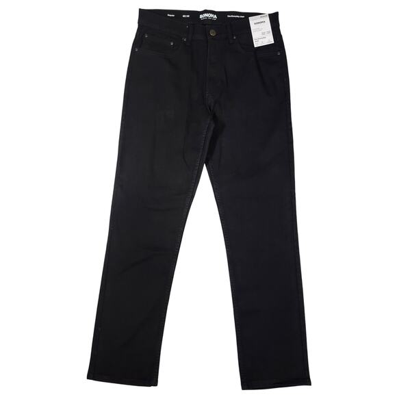 Sonoma Men's Black Denim Straight Leg 32x32 Regular Fit Stretch Fabric - Picture 1 of 5